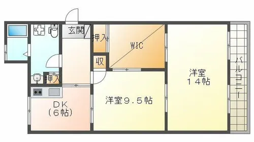 小束山住宅3号棟【2階】の間取り