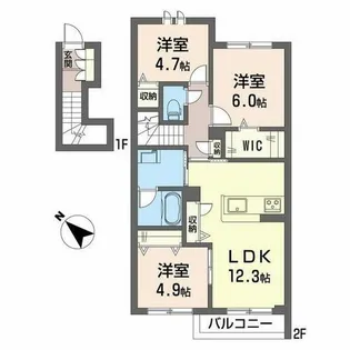 サワーソレアードB【0203号室】の間取り