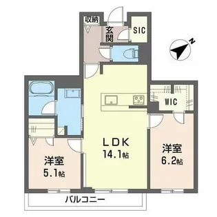 シャーメゾン往還II【0202号室】の間取り
