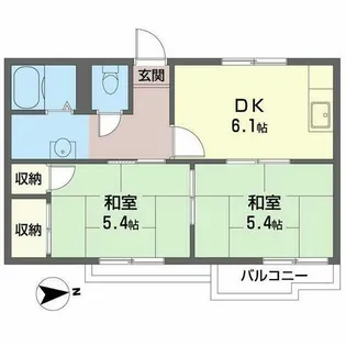 タウニー山本A棟【A203号室】の間取り