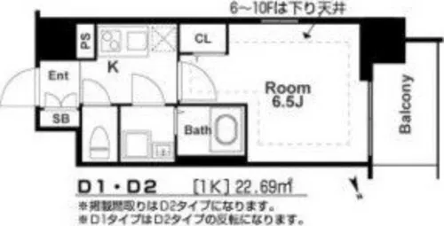 エスリード大阪城南グランデュクス【6階】の間取り