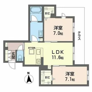 ブライラント【0102号室】の間取り