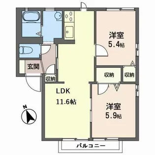 メゾンウエスト二見【0205号室】の間取り