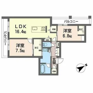 シャーメゾン草津プレミア【2階】の間取り