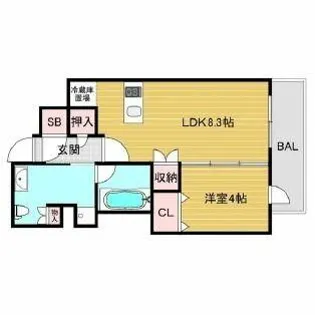 エスライズ難波Ⅲ【2階】の間取り
