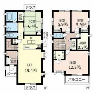 兵庫県芦屋市三条南町【一戸建】の間取り