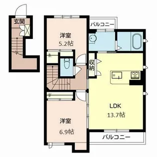 シャーメゾン桜小路【0202号室】の間取り
