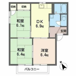 M’sシーサイドプラザE・F【F201号室】の間取り