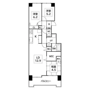 クリーンリバー桑園駅前1号棟【9階】の間取り