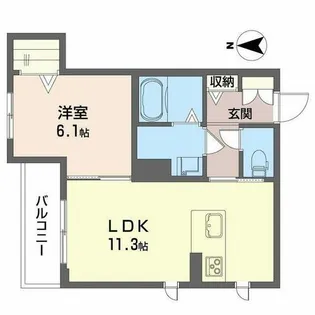 シャーメゾン山吹【0201号室】の間取り