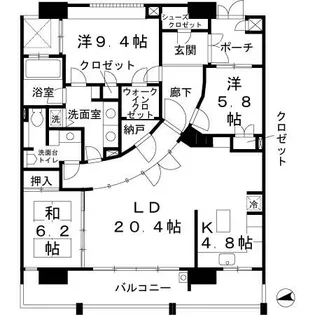 ロイヤルパークスなんば【14階】の間取り