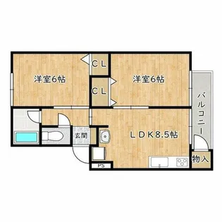 上野芝グリーンハイツ【2階】の間取り