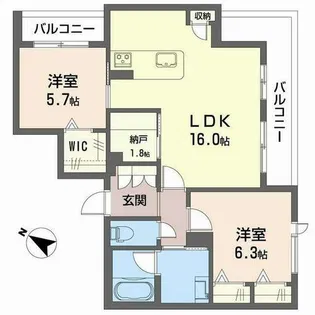 コティマヒルズ生駒【0201号室】の間取り