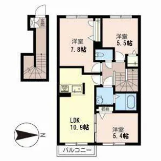 Evergreen 北稜【0202号室】の間取り