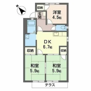 グリーンタウン國本A棟【0105号室】の間取り