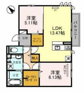 ウェストクロス【2階】の間取り
