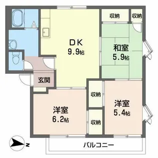 ビューテラス高宮【B102号室】の間取り