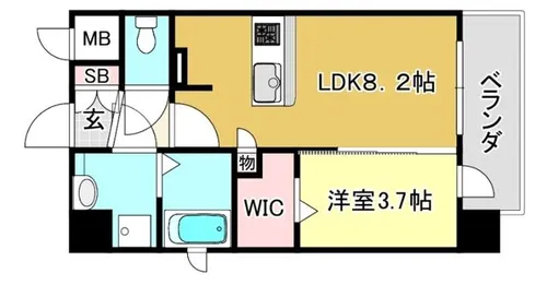 プランドール新北野【8階】の間取り