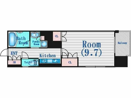 パークアクシス大阪新町【11階】の間取り