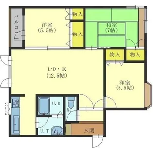 エンドレス五稜郭B棟【2階】の間取り