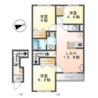 パストラル津倉【2階】の間取り