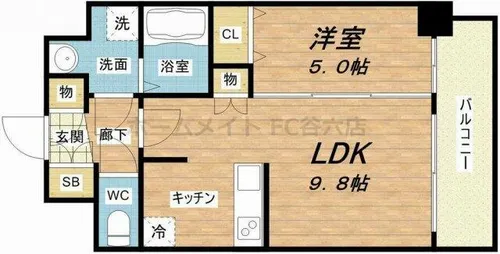 プレサンス扇町駅前【13階】の間取り
