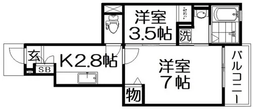ユーアイハイツ新家【1階】の間取り