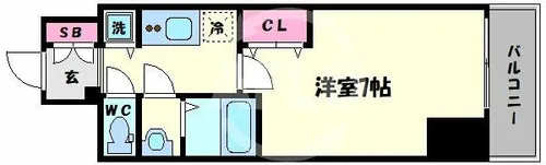プレサンス堺筋本町駅前シェル【15階】の間取り