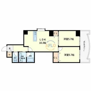 グランデージ清水谷【2階】の間取り