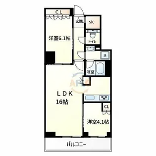 プレミストタワー大阪上本町【5階】の間取り