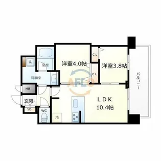 プレサンス大正フレンジ【12階】の間取り