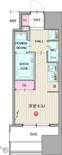 パークフラッツ弁天町駅前【9階】の間取り