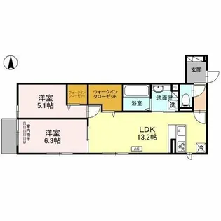 QUBE.2ND【1階】の間取り