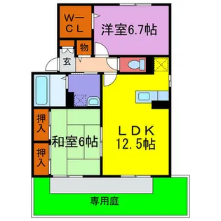 ベルメゾンA・B【B101号室】の間取り