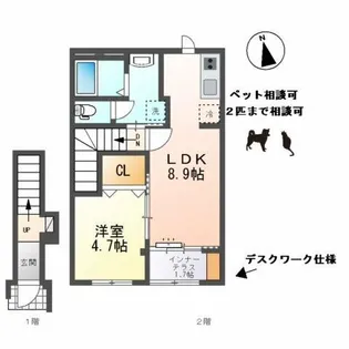 GraciaⅠ (グラシアⅠ)【2階】の間取り
