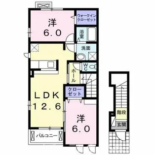 ソレイユ・西口B【2階】の間取り