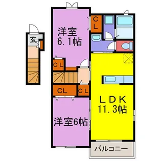 モンビーブルⅡ【2階】の間取り