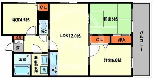 ドエル北堀江【2階】の間取り