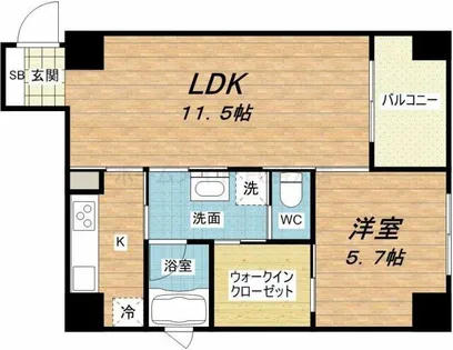 ルクレ堺筋本町レジデンス【3階】の間取り