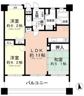 サンブロード香櫨園東海岸通り【502号室】の間取り