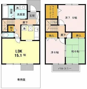 ボナール白水 1棟【1階】の間取り