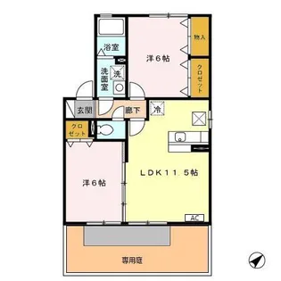 福岡県豊前市大字赤熊【アパート】の間取り