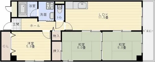 クロスロウズ荒木街【306号室】の間取り
