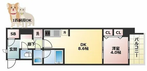 スプランディッド淀屋橋DUE【4階】の間取り