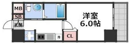 エステムプラザ難波WESTリバークロス【15階】の間取り