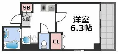 みおつくし東なんば【5階】の間取り