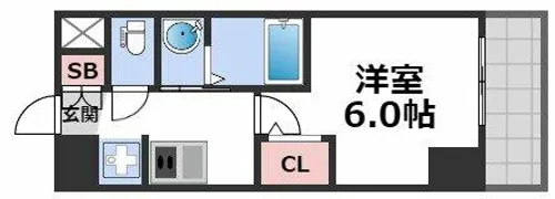 エステムコート難波サウスプレイスⅦリアン【13階】の間取り