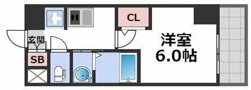 エステムコート難波サウスプレイスⅦリアン【3階】の間取り