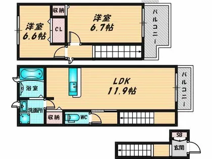 ストレリチア・オーガスタ【2階】の間取り