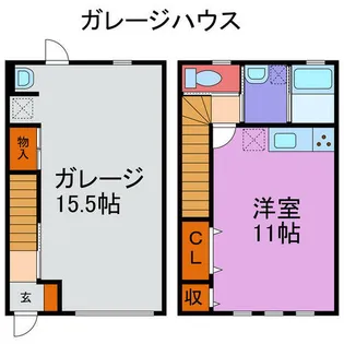 福崎ガレージハウス【01号室】の間取り